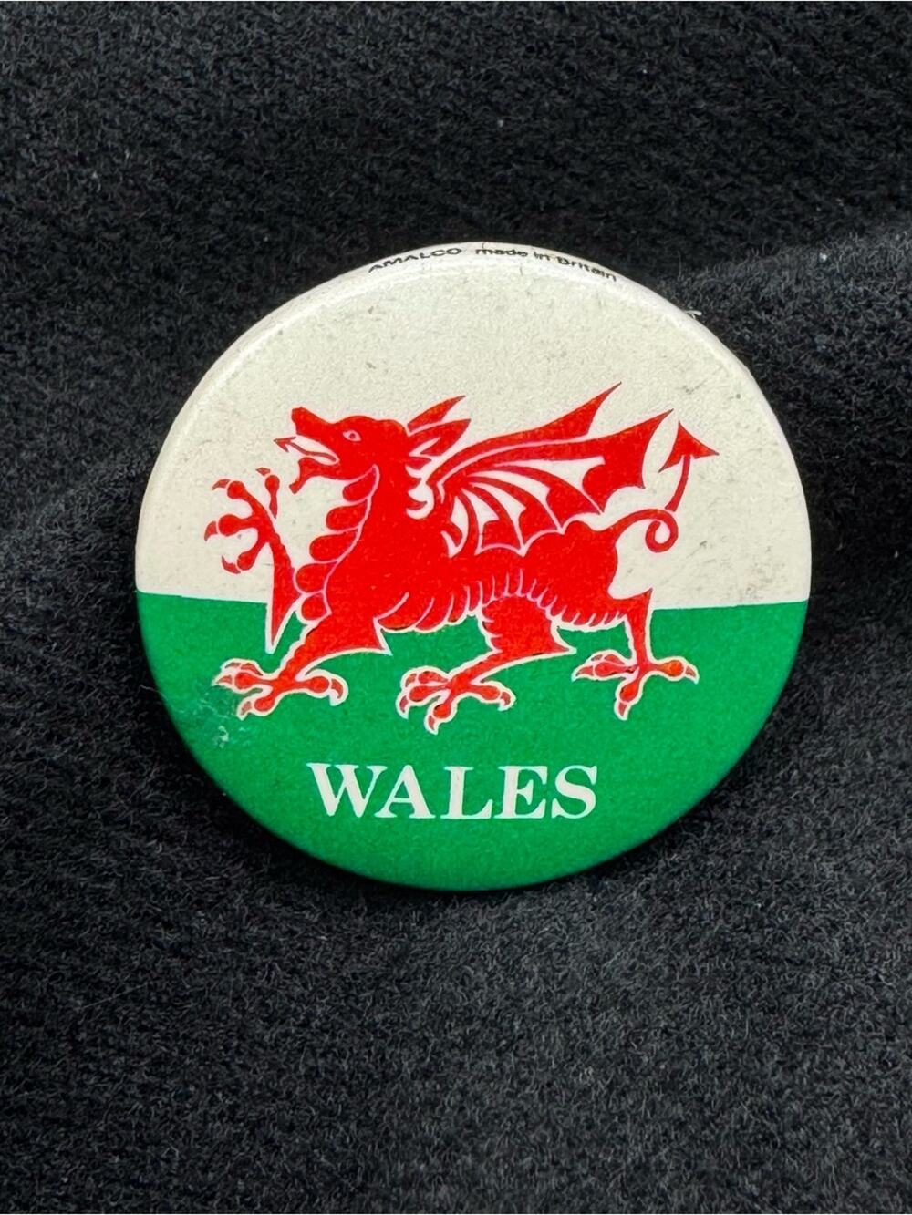 Vtg Amalco Wales Red Dragon United Kingdom UK Souvenir Metal Lapel Button Pin